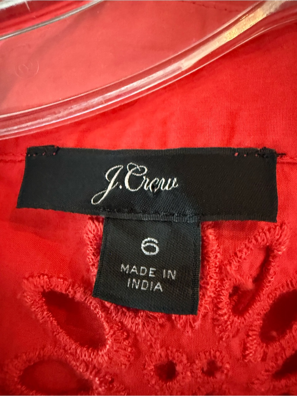 J. Crew Rooster Eyelet Cotton Top Red Size 6 - Picture 4 of 5